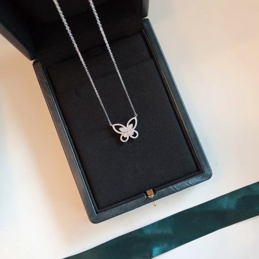 GRAFF BUTTERFLY SILHOUETTE SILVER DIAMOND NECKLACE