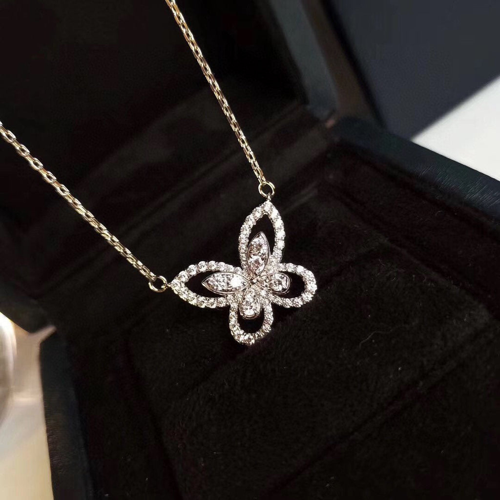 GRAFF BUTTERFLY SILHOUETTE SILVER DIAMOND NECKLACE