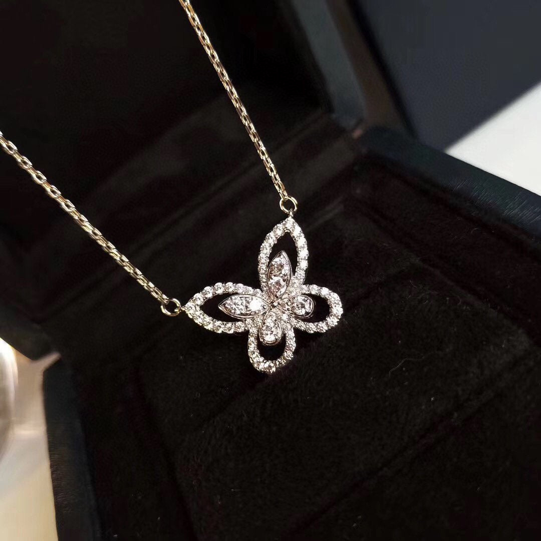 GRAFF BUTTERFLY SILHOUETTE SILVER DIAMOND NECKLACE