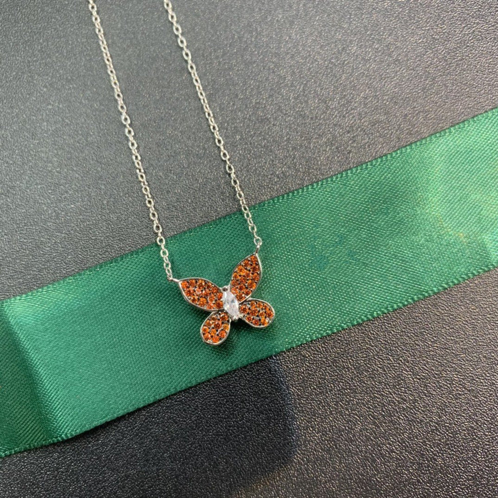 GRAFF BUTTERFLY ORANGE DIAMOND PAVED NECKLACE