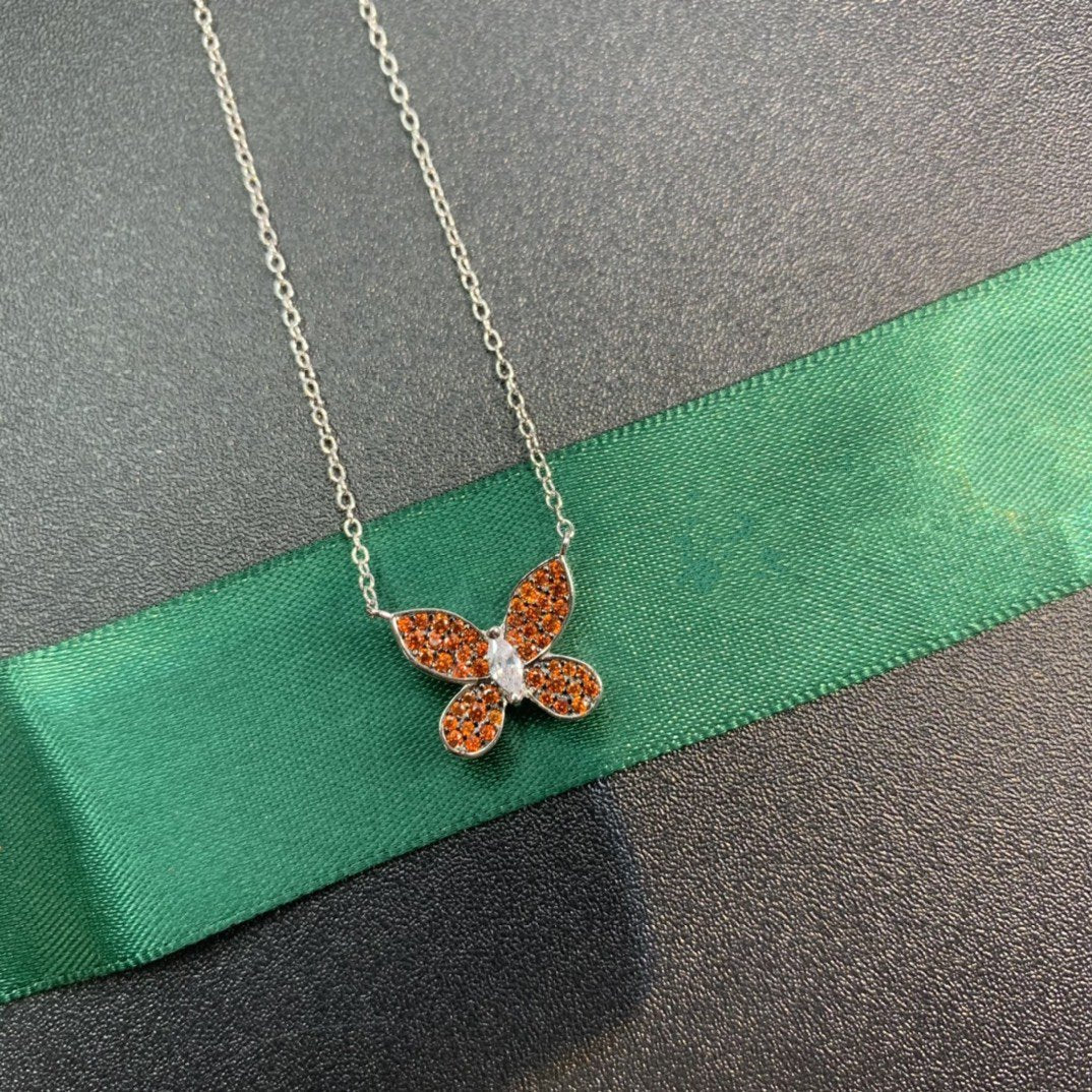 GRAFF BUTTERFLY ORANGE DIAMOND PAVED NECKLACE