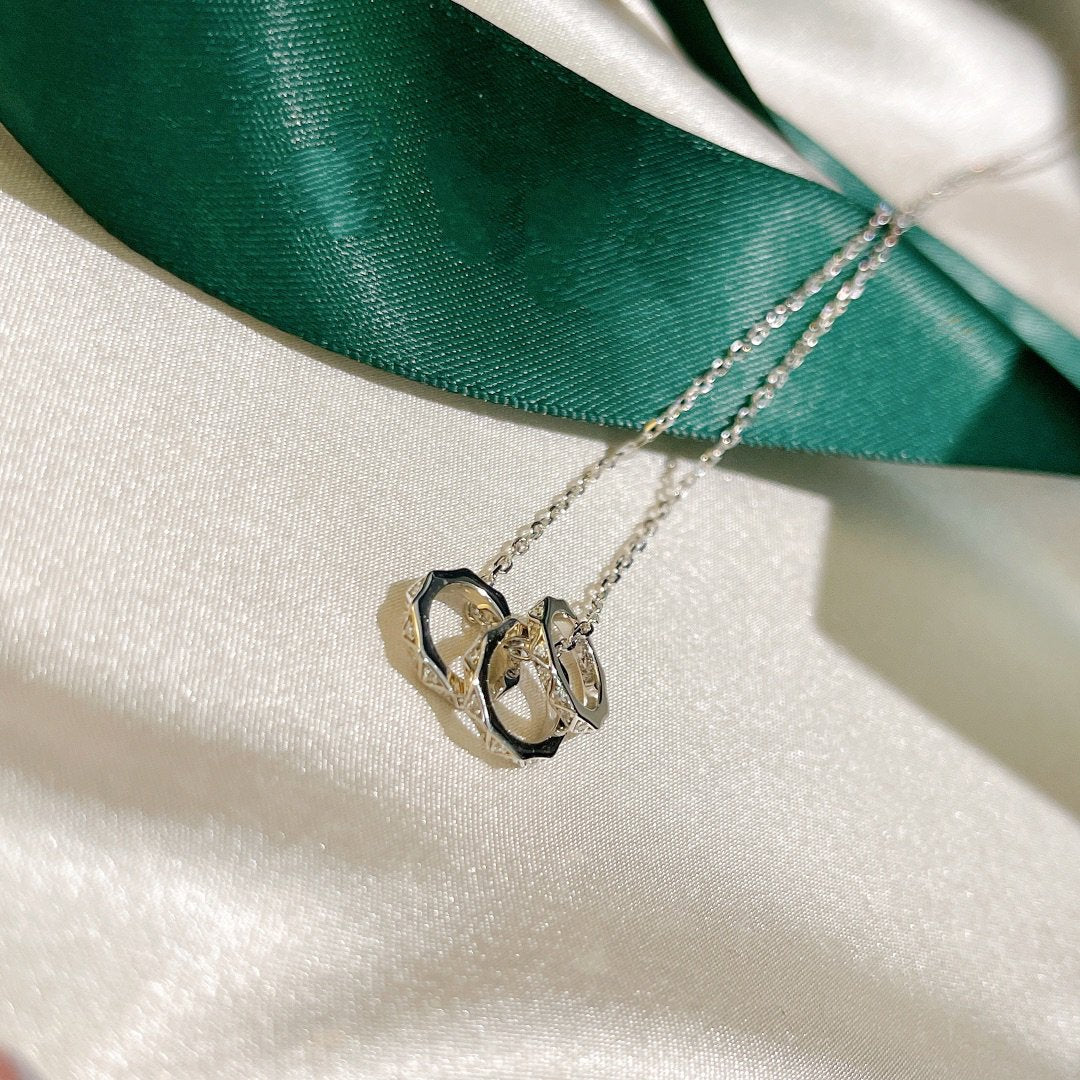 GRAFF LAURENCE SIGNATURE TRIPLE PAVED SILVER DIAMOND NECKLACE