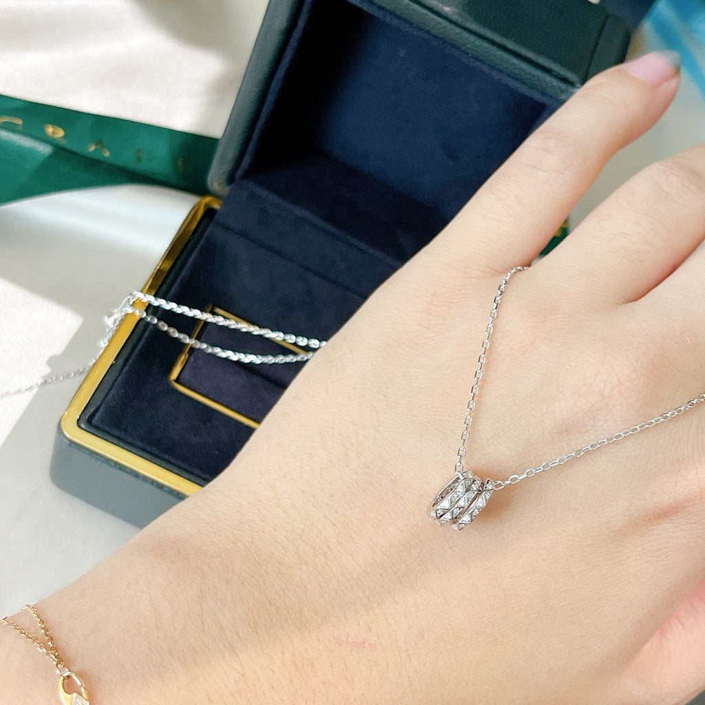 GRAFF LAURENCE SIGNATURE TRIPLE PAVED SILVER DIAMOND NECKLACE