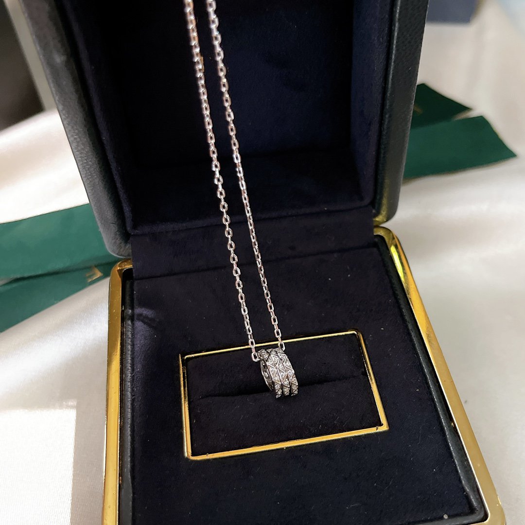 GRAFF LAURENCE SIGNATURE TRIPLE PAVED SILVER DIAMOND NECKLACE