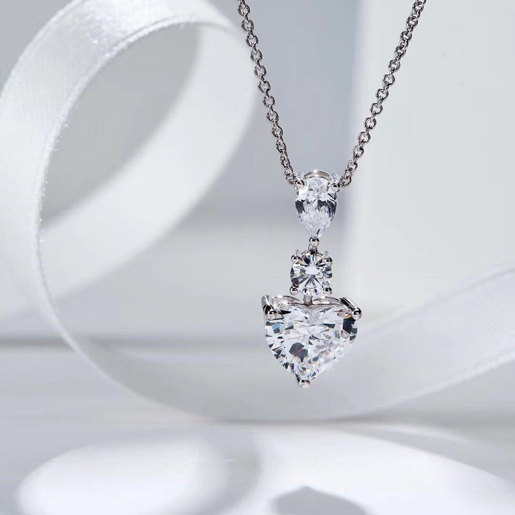 GRAFF HEART WATER SILVER DIAMOND PAVED NECKLACE