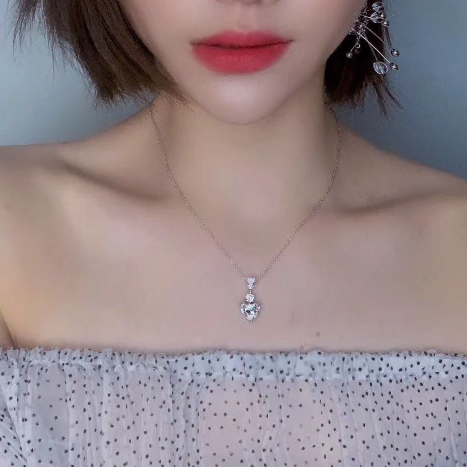 GRAFF HEART WATER SILVER DIAMOND PAVED NECKLACE