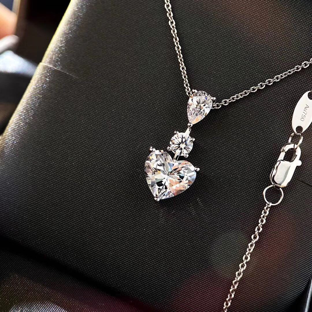 GRAFF HEART WATER SILVER DIAMOND PAVED NECKLACE