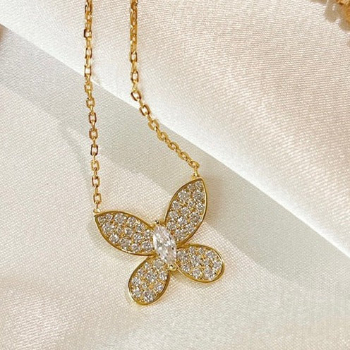 GRAFF BUTTERFLY GOLD DIAMOND PAVED NECKLACE