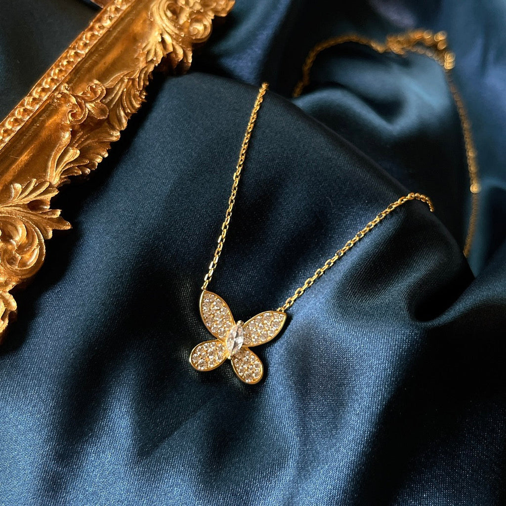 GRAFF BUTTERFLY GOLD DIAMOND PAVED NECKLACE