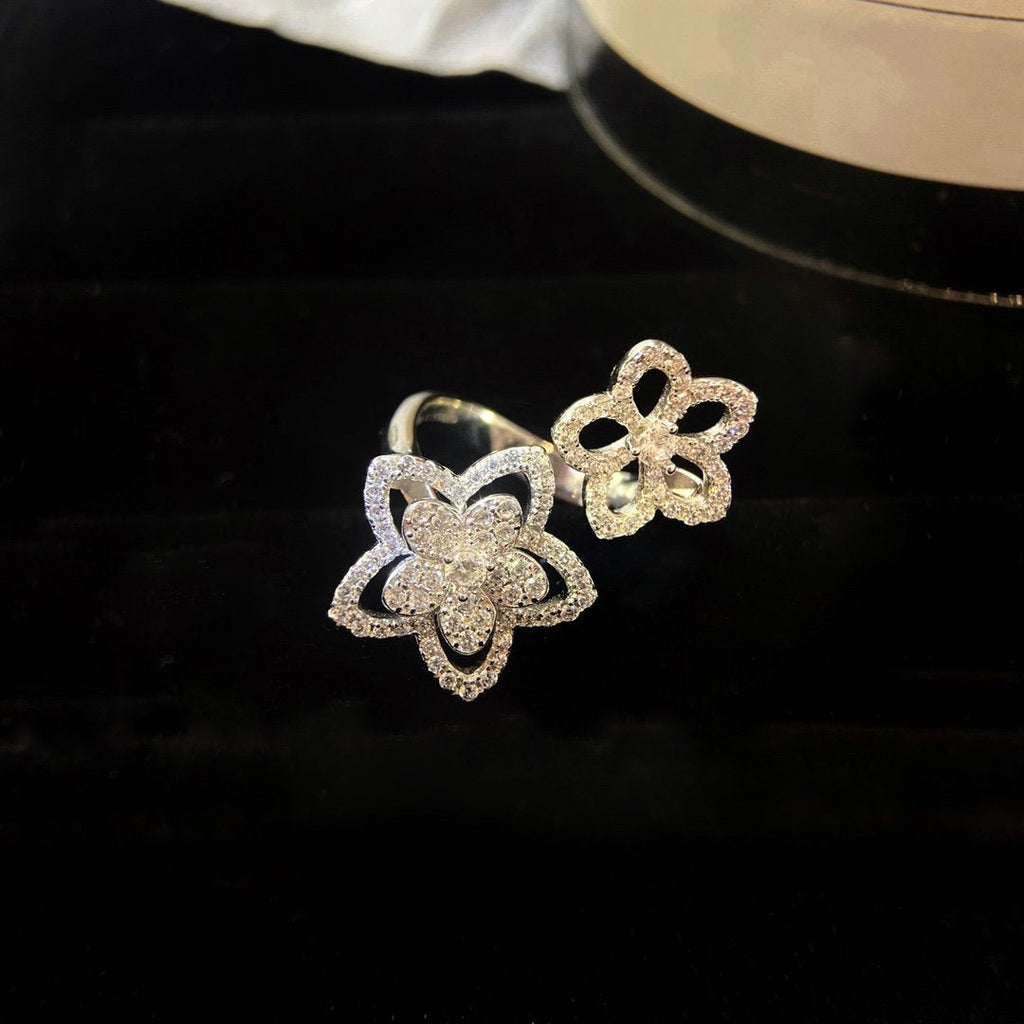 GRAFF WILD FLOWER DOUBLE SILVER DIAMOND RING