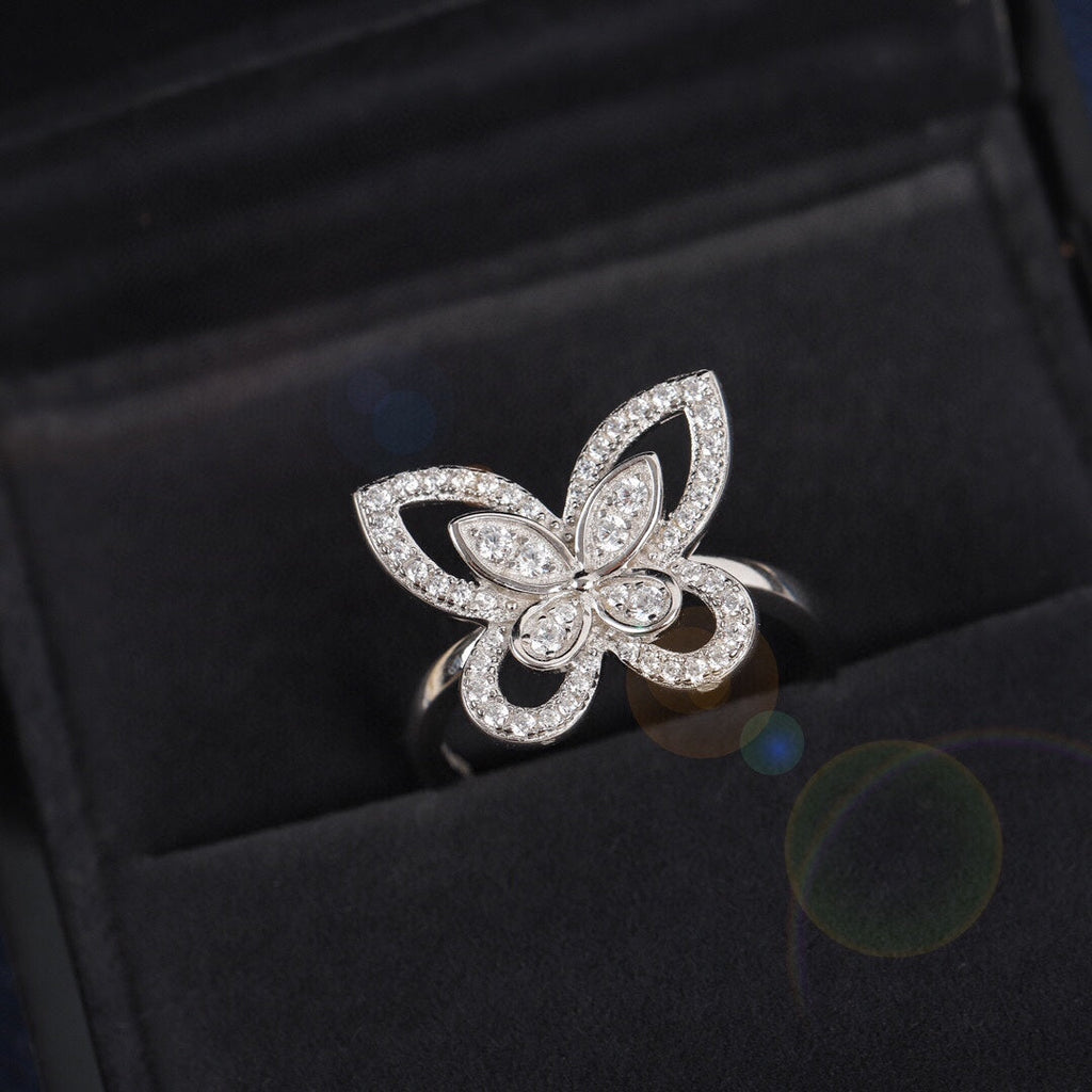 GRAFF BUTTERFLY SILHOUETTE SILVER DIAMOND RING