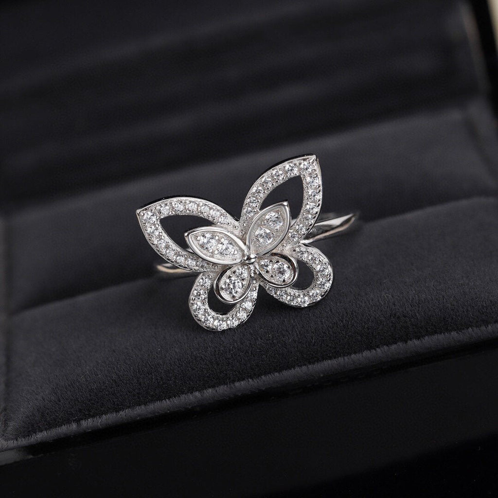 GRAFF BUTTERFLY SILHOUETTE SILVER DIAMOND RING