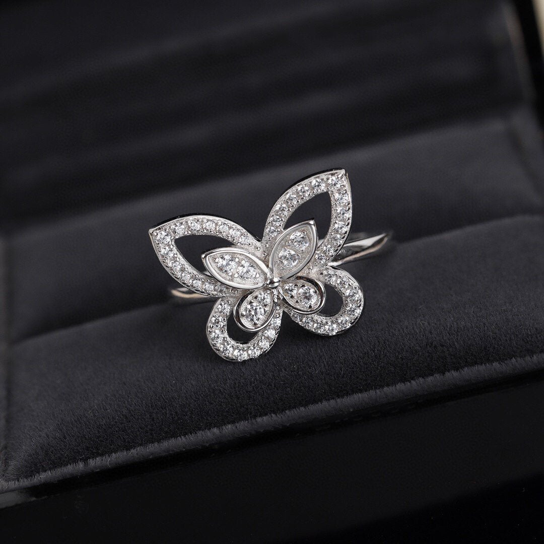 GRAFF BUTTERFLY SILHOUETTE SILVER DIAMOND RING