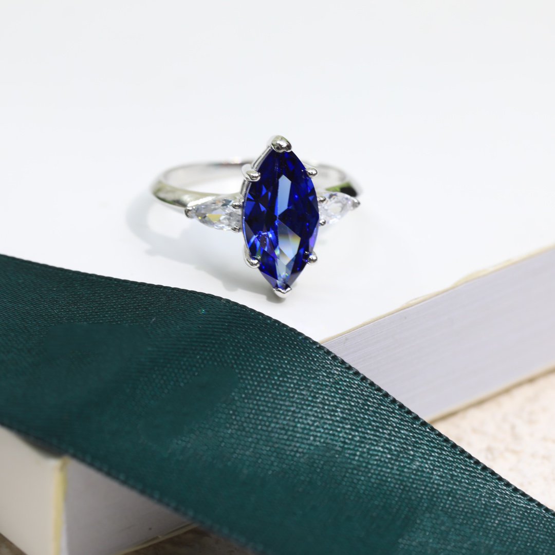 GRAFF PROMISE MARQUISE CUT BLUE DIAMOND ENGAGEMENT RING