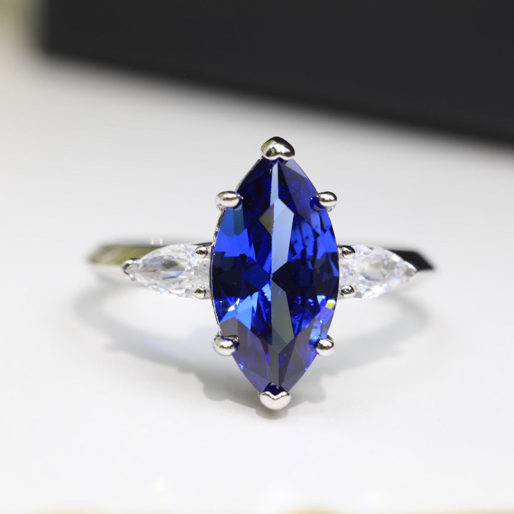 GRAFF PROMISE MARQUISE CUT BLUE DIAMOND ENGAGEMENT RING