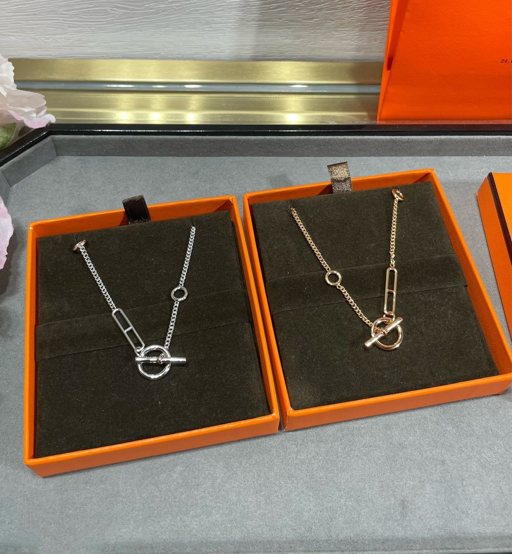 HERMES HM STERLING SILVER CHAINE D'ANCRE HEART