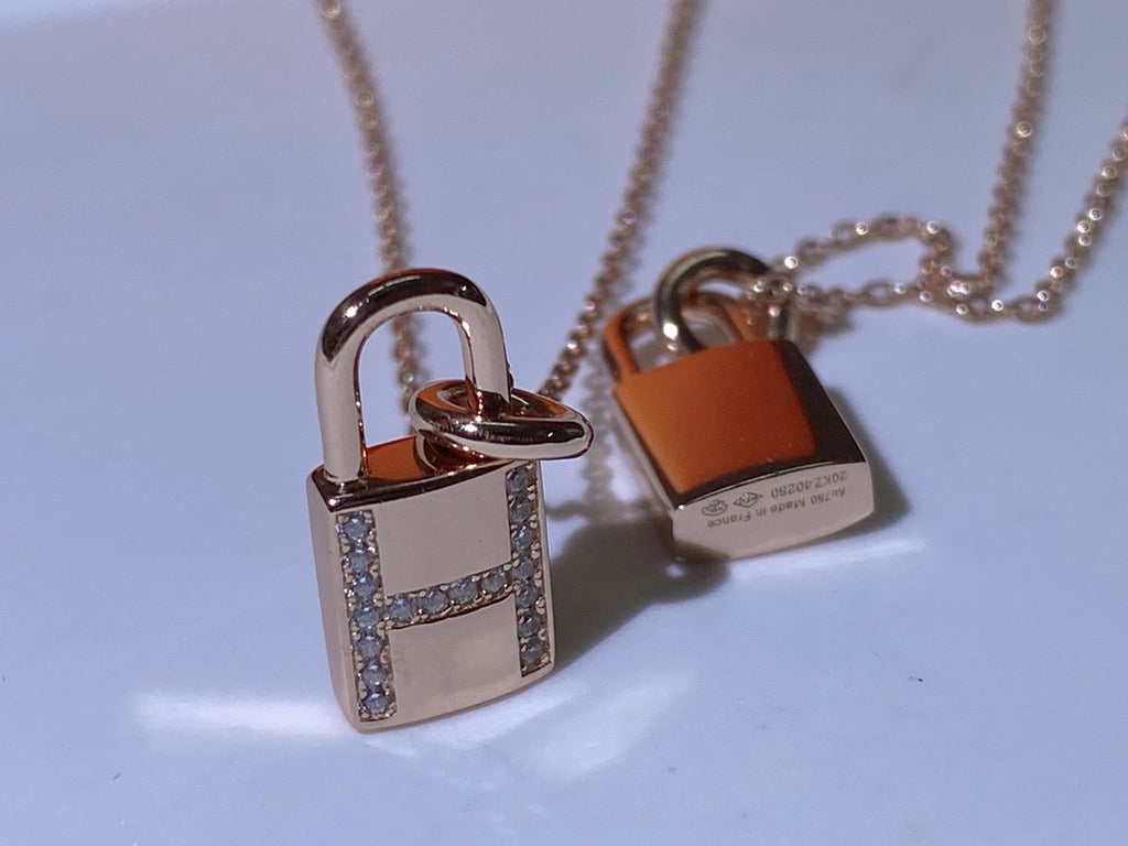 HERMES HM ADVANCED NICHE LOCK HEAD NECKLACE DIAMONDS