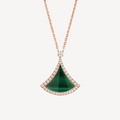 BVLGARI DREAM MALACHITE DIAMOND PAVED PINK GOLD NECKLACE