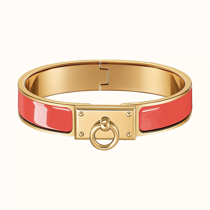 HERMES H RING LOCK BRACELET 12MM RED