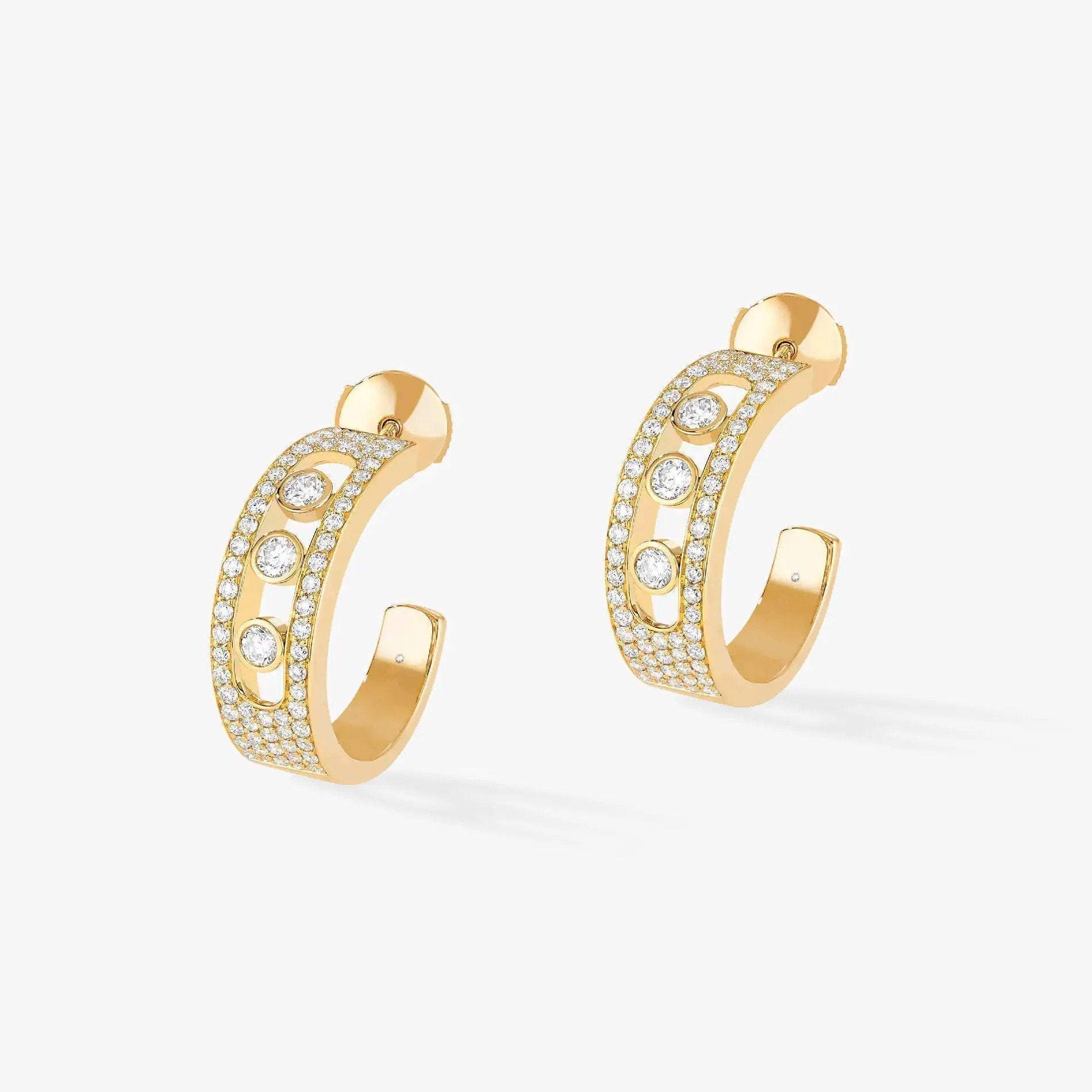 MESSIKA CREOLES MOVE PAVED PINK GOLD DIAMOND EARRINGS