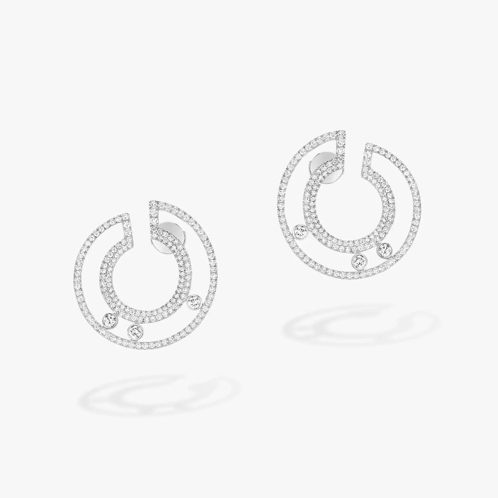 MESSIKA CREOLES MOVE ROMANE PAVED SILVER DIAMOND EARRINGS