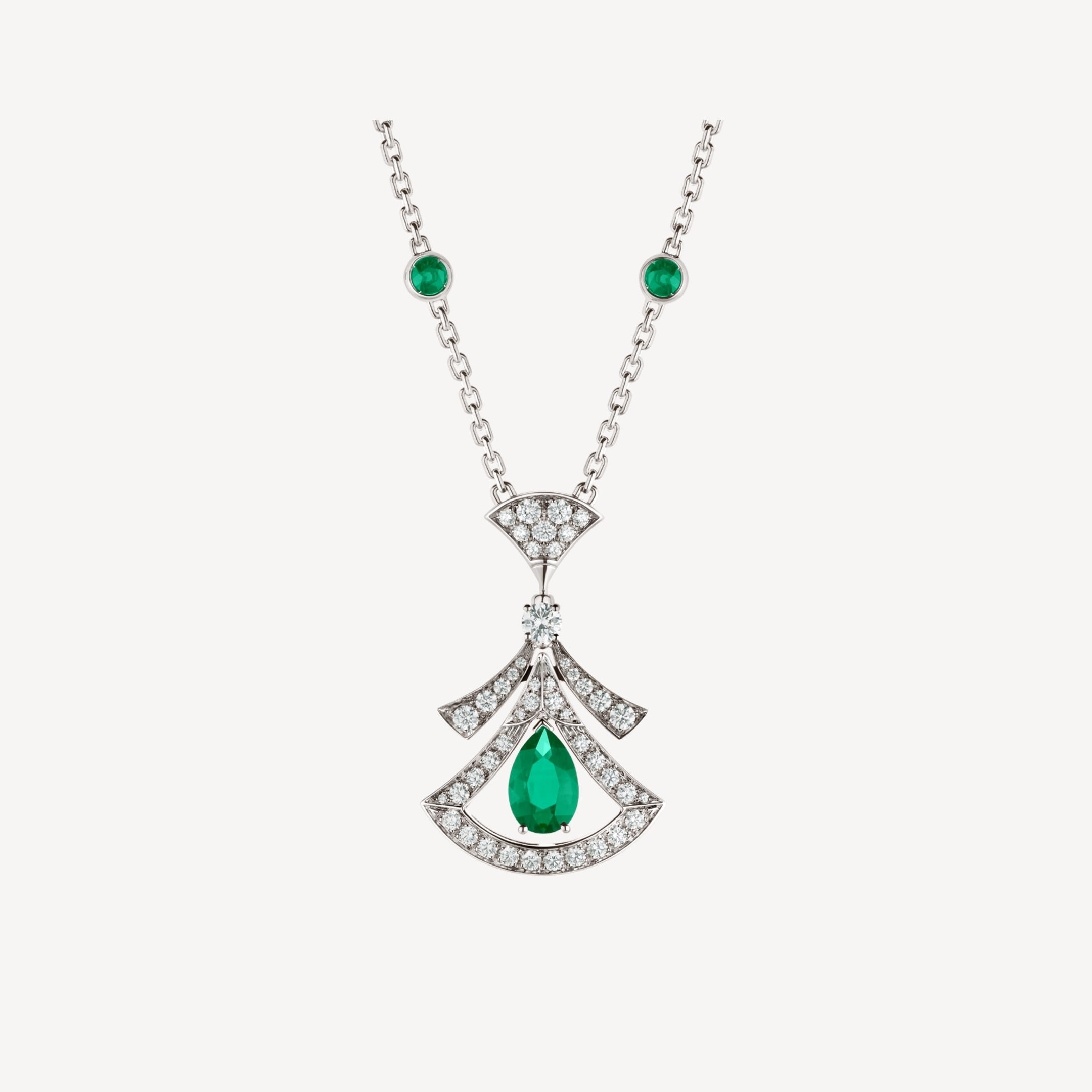 BVLGARI DREAM NECKLACE MALACHITE DIAMOND SILVER