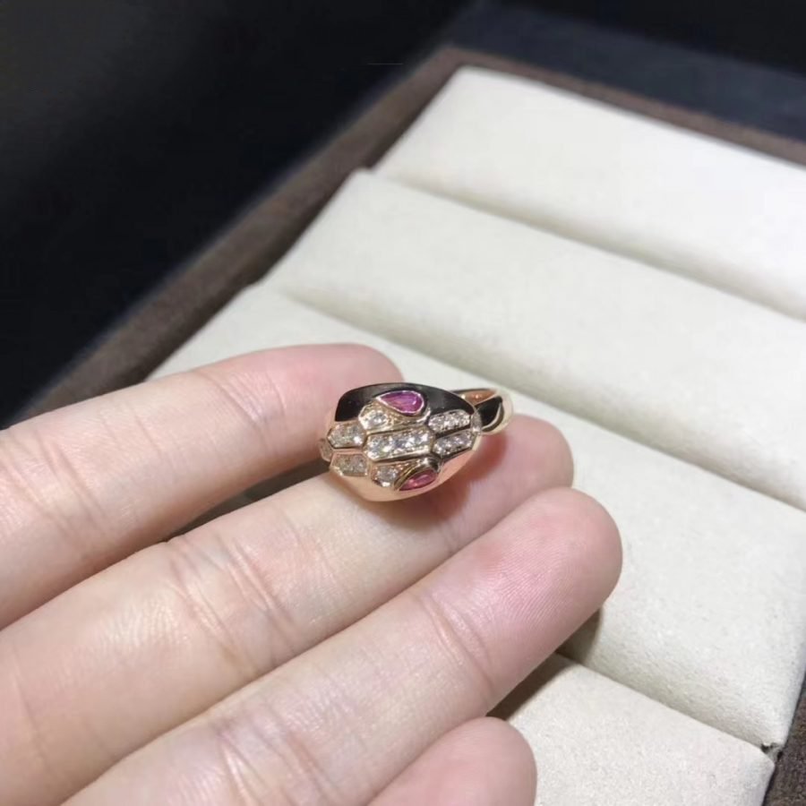 BVLGARI SERPENTI RING SNAKE PINK PINK GOLD DIAMOND