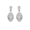 BVLGARI SERPENTI MALACHITE DIAMOND EARRINGS SILVER
