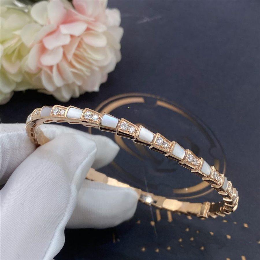 BVLGARI SERPENTI BRACELET PINK GOLD MOP DIAMOND