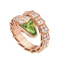 BVLGARI SERPENTI RING PINK GOLD DIAMOND MALACHITE