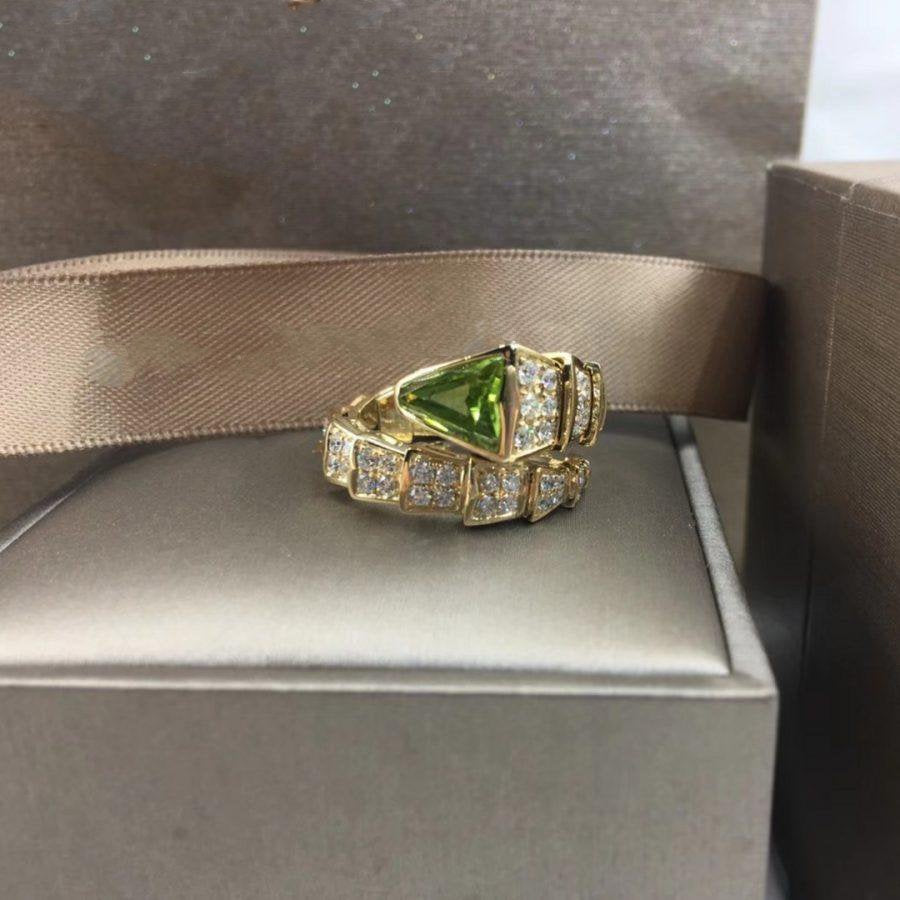 BVLGARI SERPENTI RING GOLD DIAMOND MALACHITE