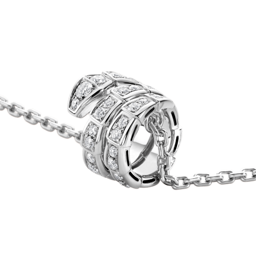 BVLGARI SERPENTI SILVER NECKLACE DOUBLE RING DIAMOND