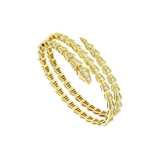BVLGARI SERPENTI BRACELET GOLD DIAMOND DOUBLE ROW
