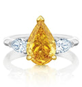 GRAFF PROMISE PEAR SHAPE YELLOW SILVER DIAMOND RING