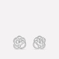 Chanel Fil De Camelia Earrings Silver Diamond