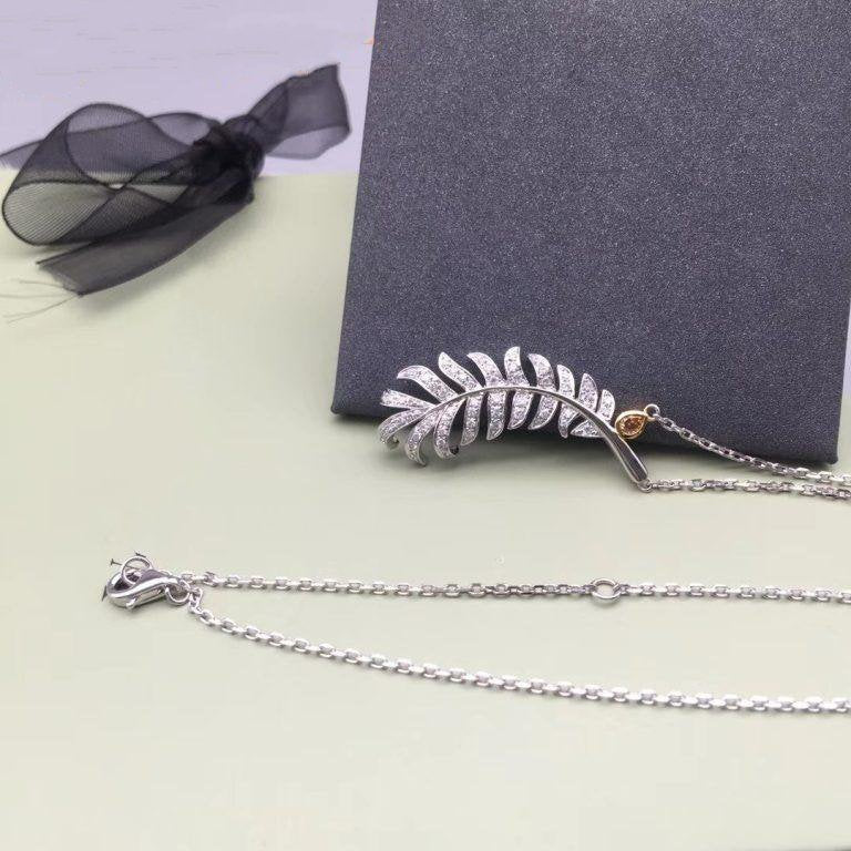 Chanel Plume De Silver Diamond Necklace
