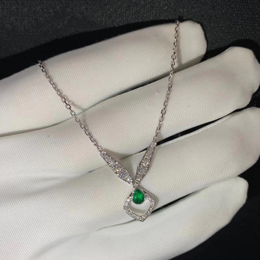 CHAUMET JOSEPHINE MALACHITE SILVER DIAMOND NECKLACE