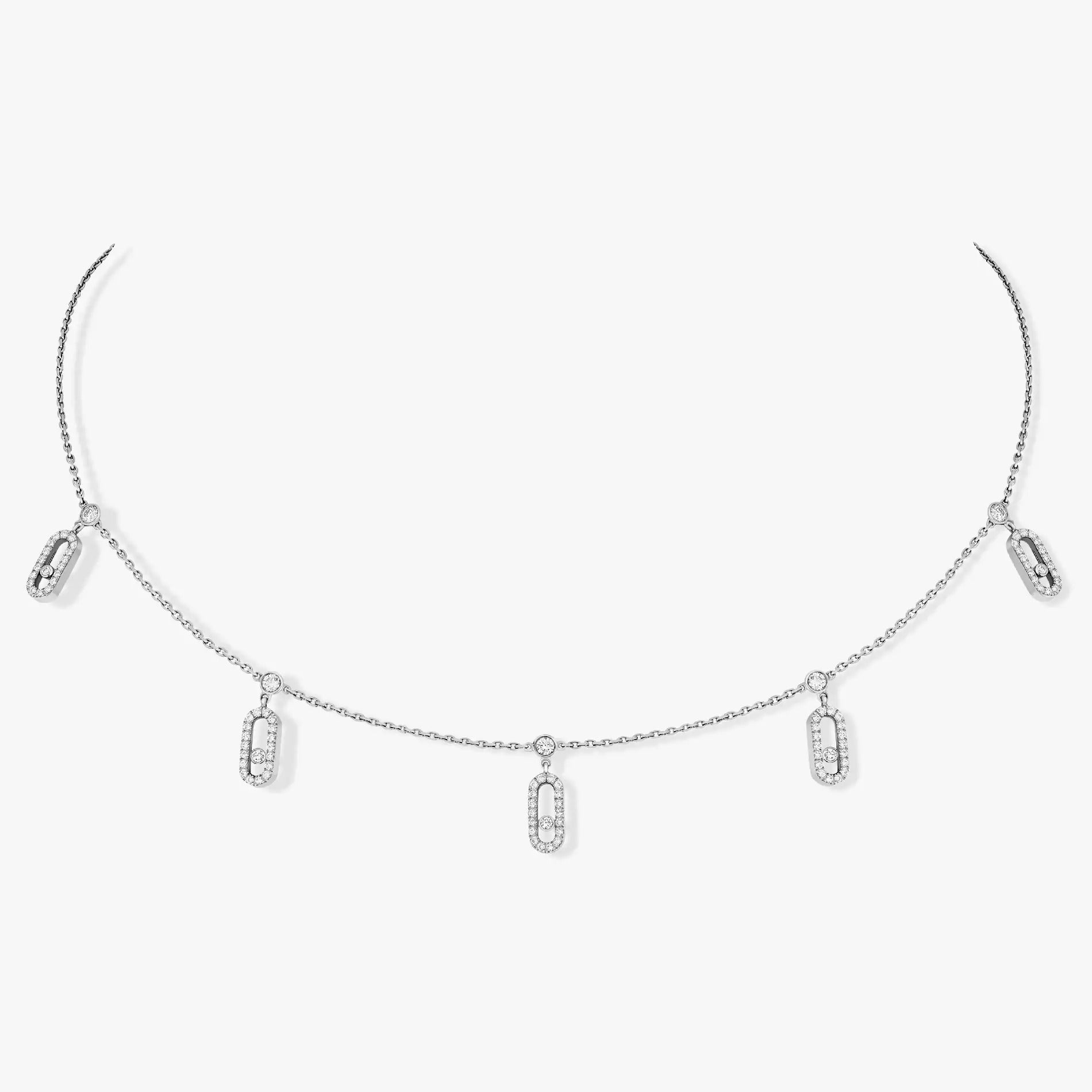 MESSIKA CHOKER MOVE UNO PAMPILLE PAVED SILVER DIAMOND NECKLACE