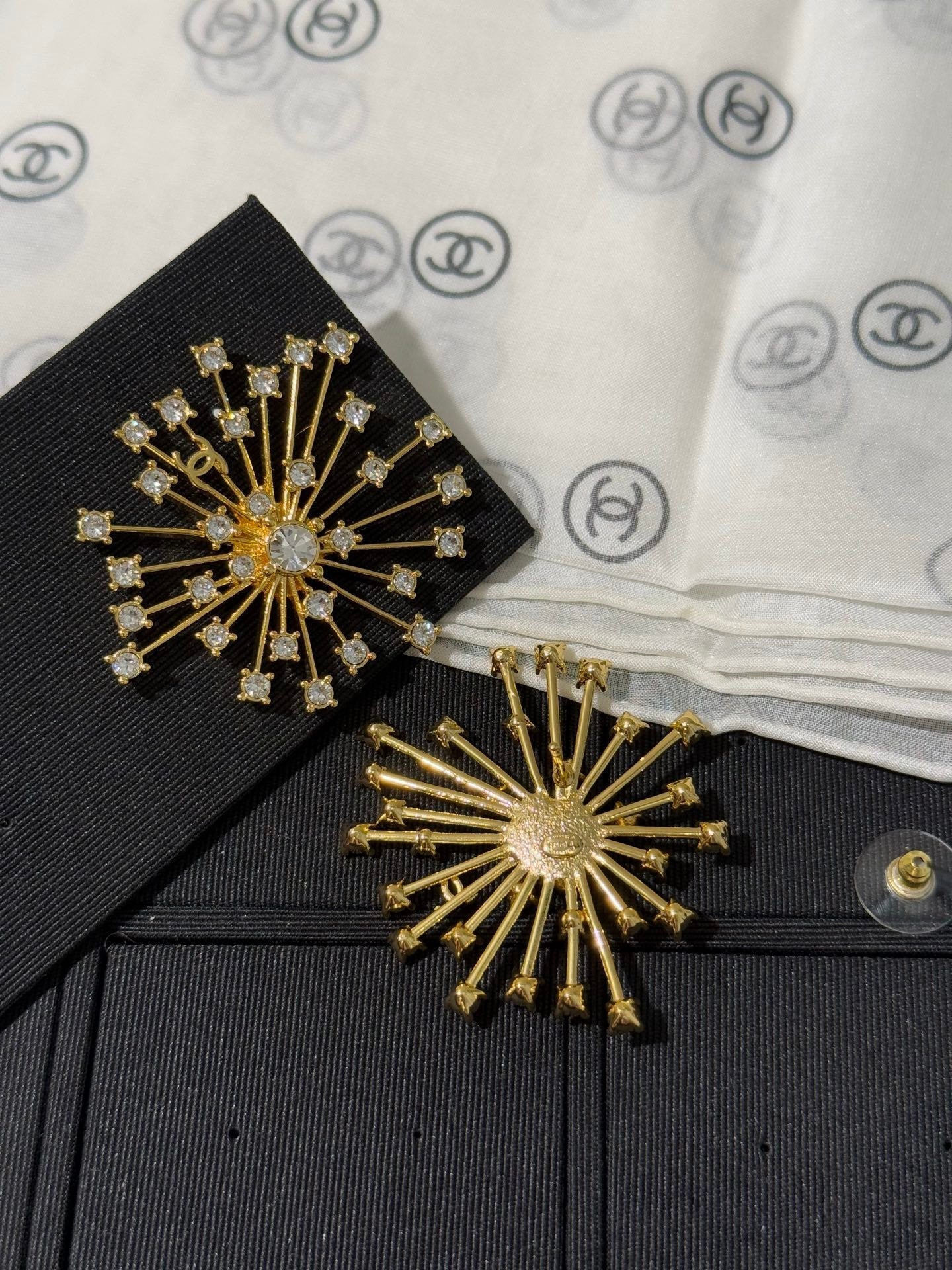 Chanel 2026 Sparkling Crystal Double C Firework Earrings
