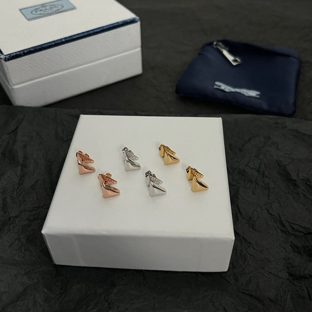 18K Prada Triangle Earrings
