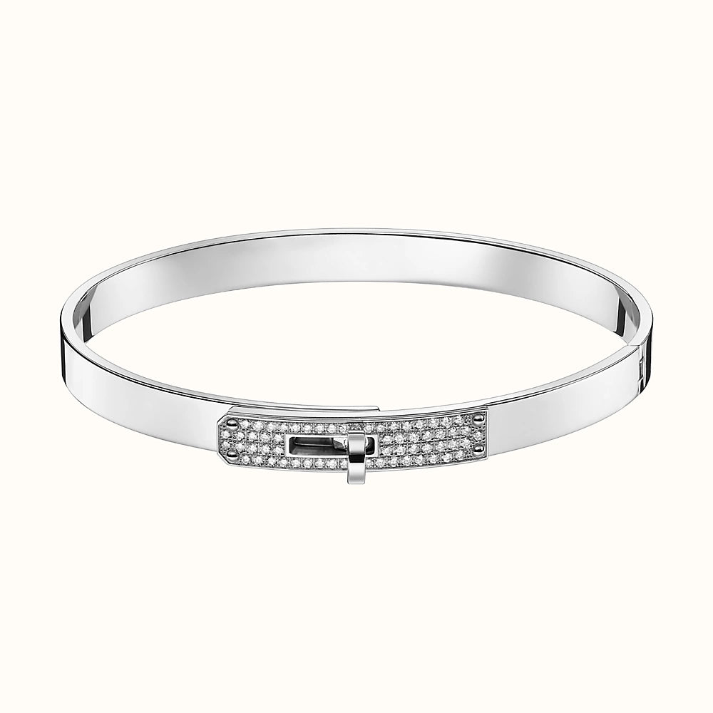 HERMES KELLY SILVER DIAMOND BRACELET