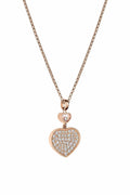 CHOPARD HAPPY HEART NECKLACE PINK GOLD FULL DIAMOND