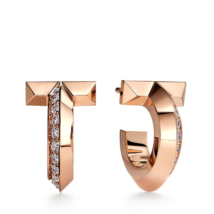 TIFFANY T1 HOOP DIAMOND EARRINGS