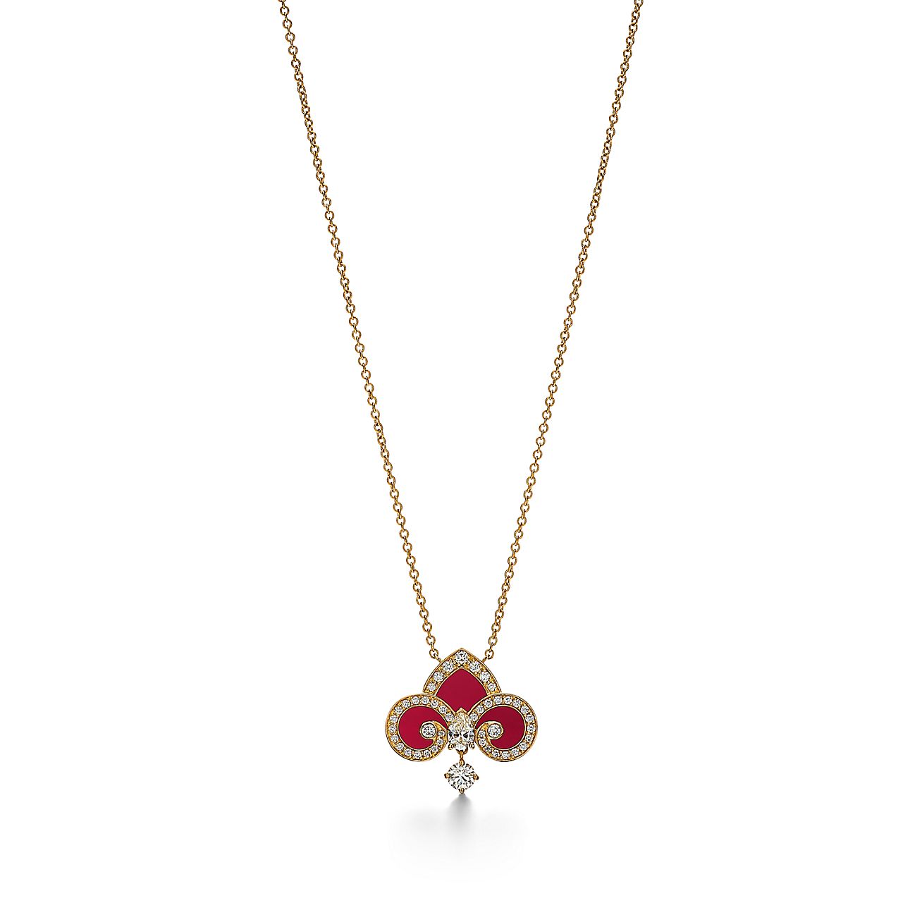 TIFFANY FLEUR DE LIS PINK GOLD DIAMOND NECKLACE