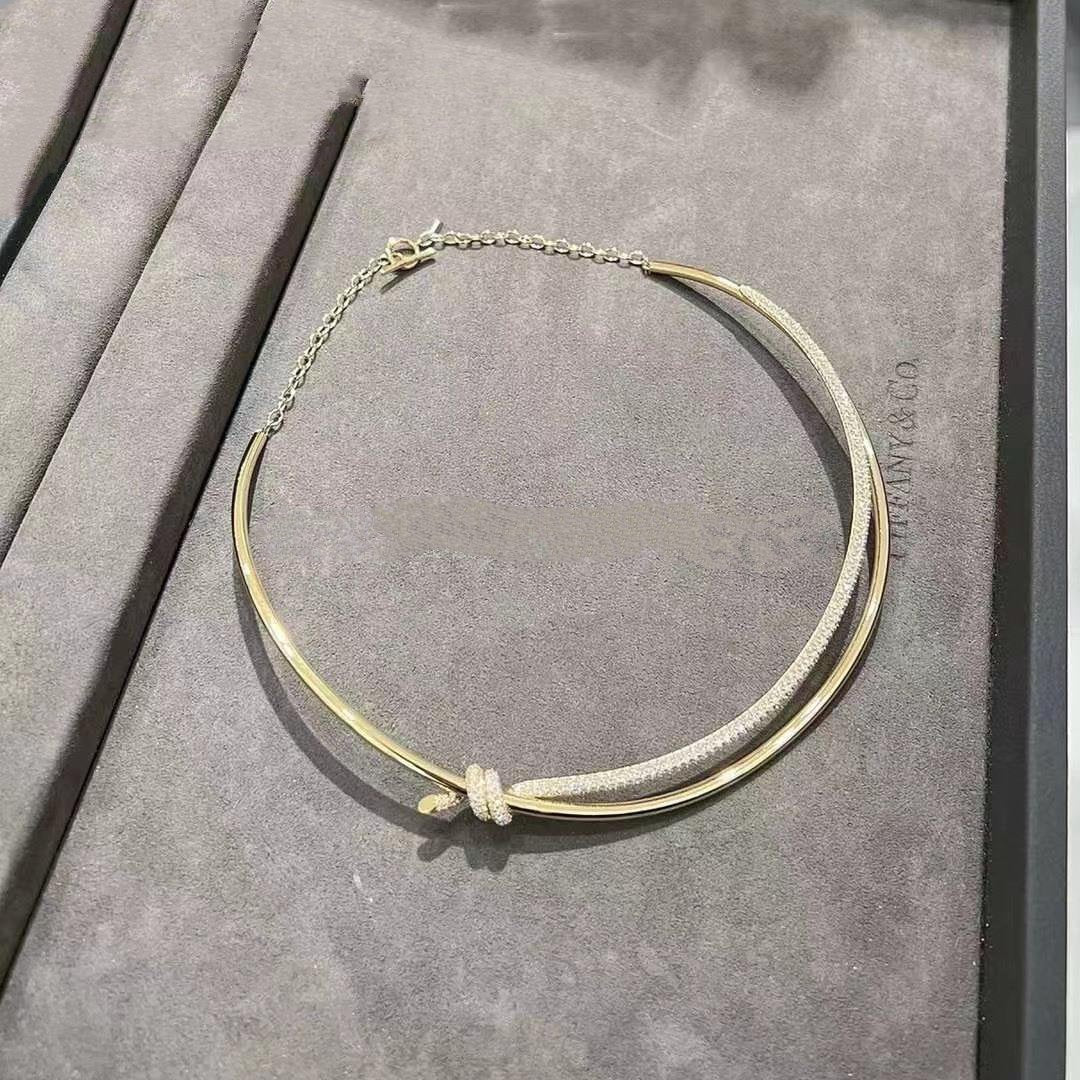 TIFFANY KNOT DOUBLE ROW NECKLACE IN YELLOW GOLD WITH DIAMONDS