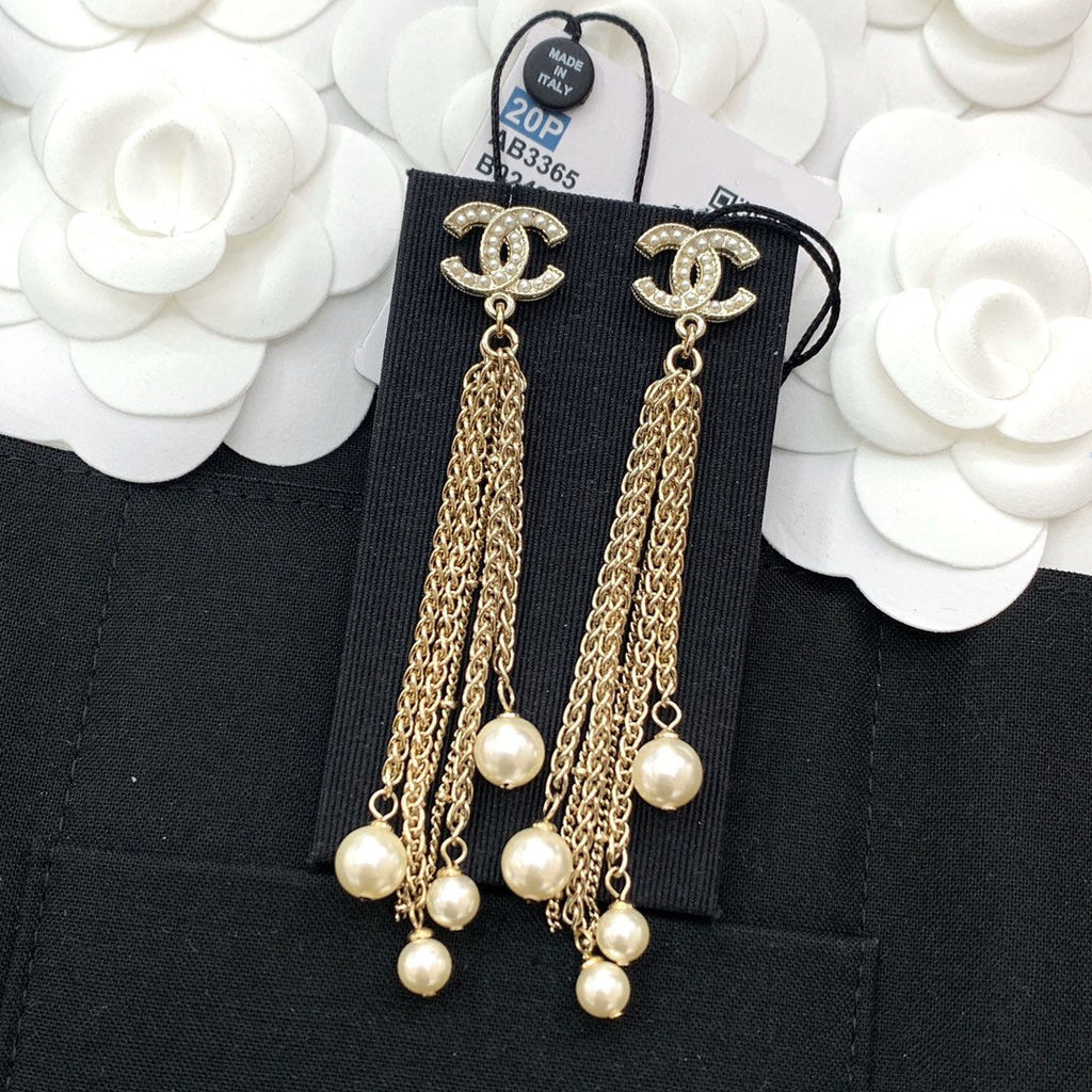 Chanel Double C Tassel Gold Earrings