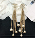 Chanel Double C Tassel Gold Earrings