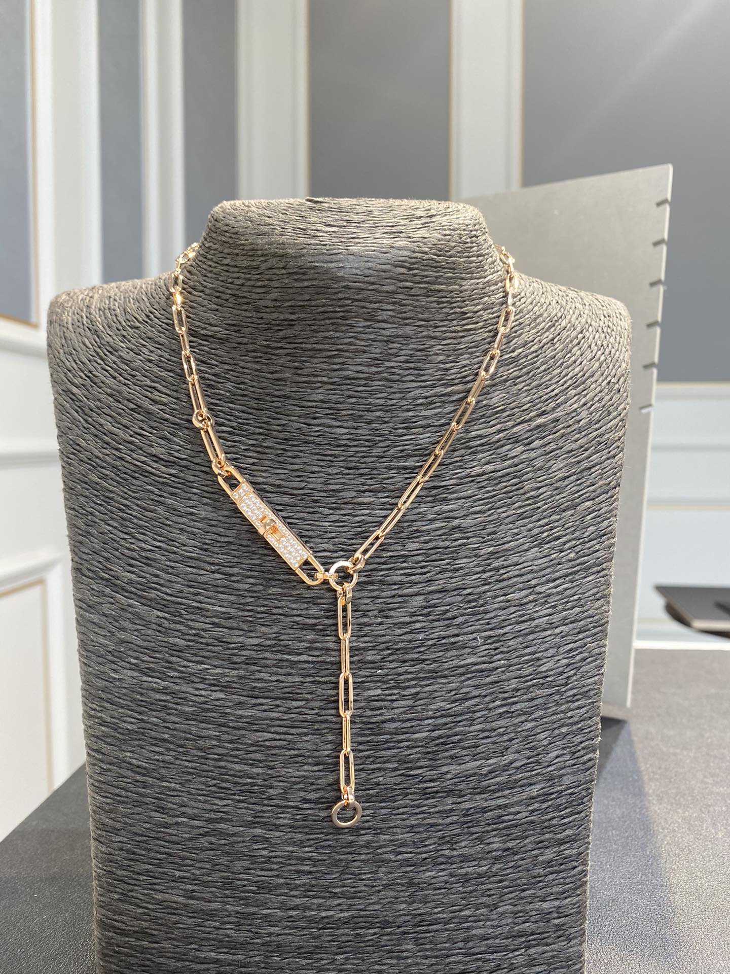 HERMES HM KELLY CHAINE CHOKER DROP NECKLACE