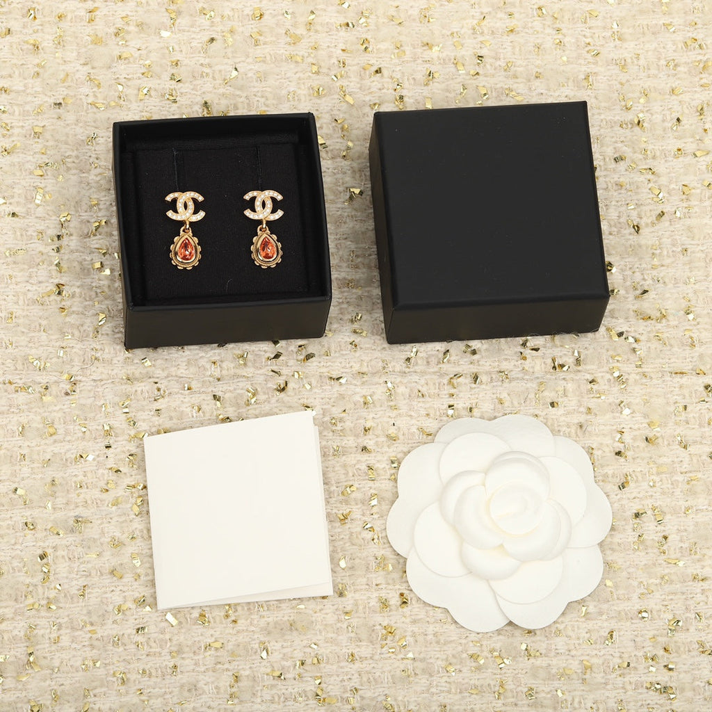 Chanel Double C Diamonds Teardrop Earrings