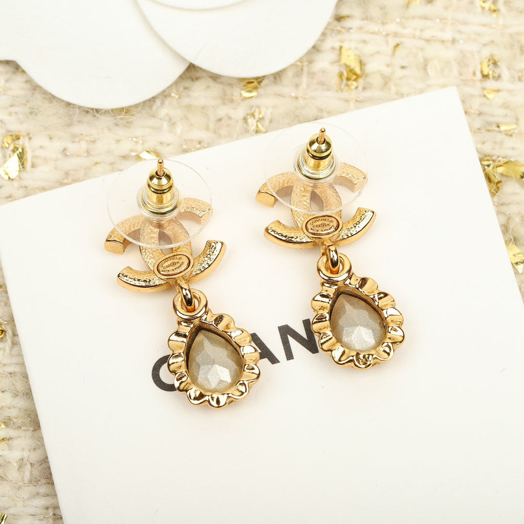 Chanel Double C Diamonds Teardrop Earrings